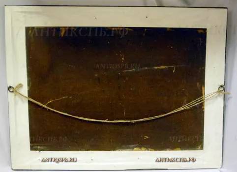 Картина старинная "Порт". Картон, гуашь. Россия. Нач. ХХ века.№13870